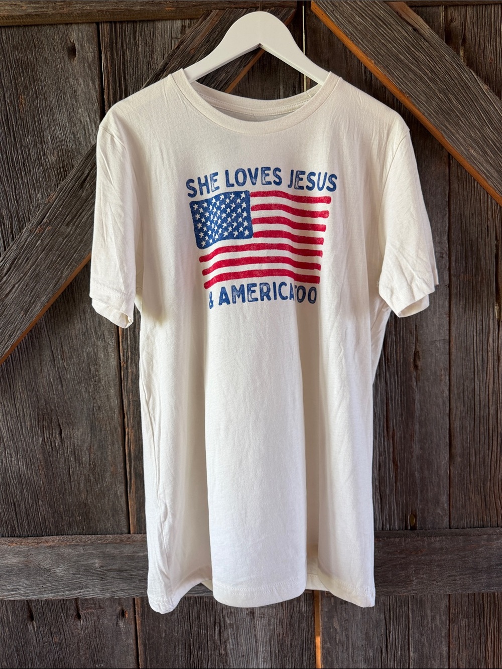 She Loves Jesus & Americool Graphic Tee - White